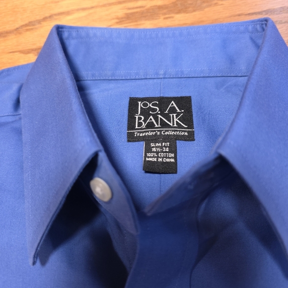 NWOT Jos. A Banks Dress Shirt Men’s Solid Blue Traveler's Collection 15.5/34 - Picture 7 of 15